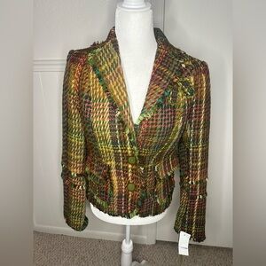 Tres Jolie Accessories Green and Brown Plaid Blazer NWT size 4